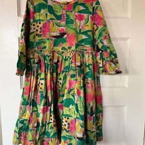 Briton Court Girls Floral Tropical Long Sleeve Dress 10